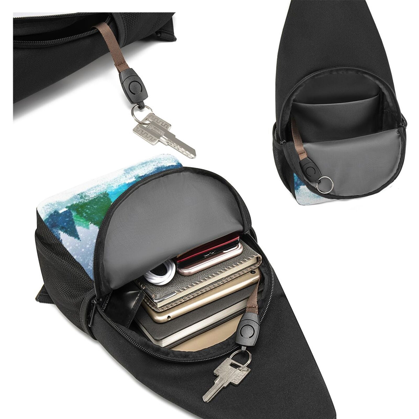 Xecao's Christmas Trees Print Sling Bag: A Versatile Chest, Shoulder, and Crossbody Backpack for Casual Days Out, Perfect for Both Men and Women