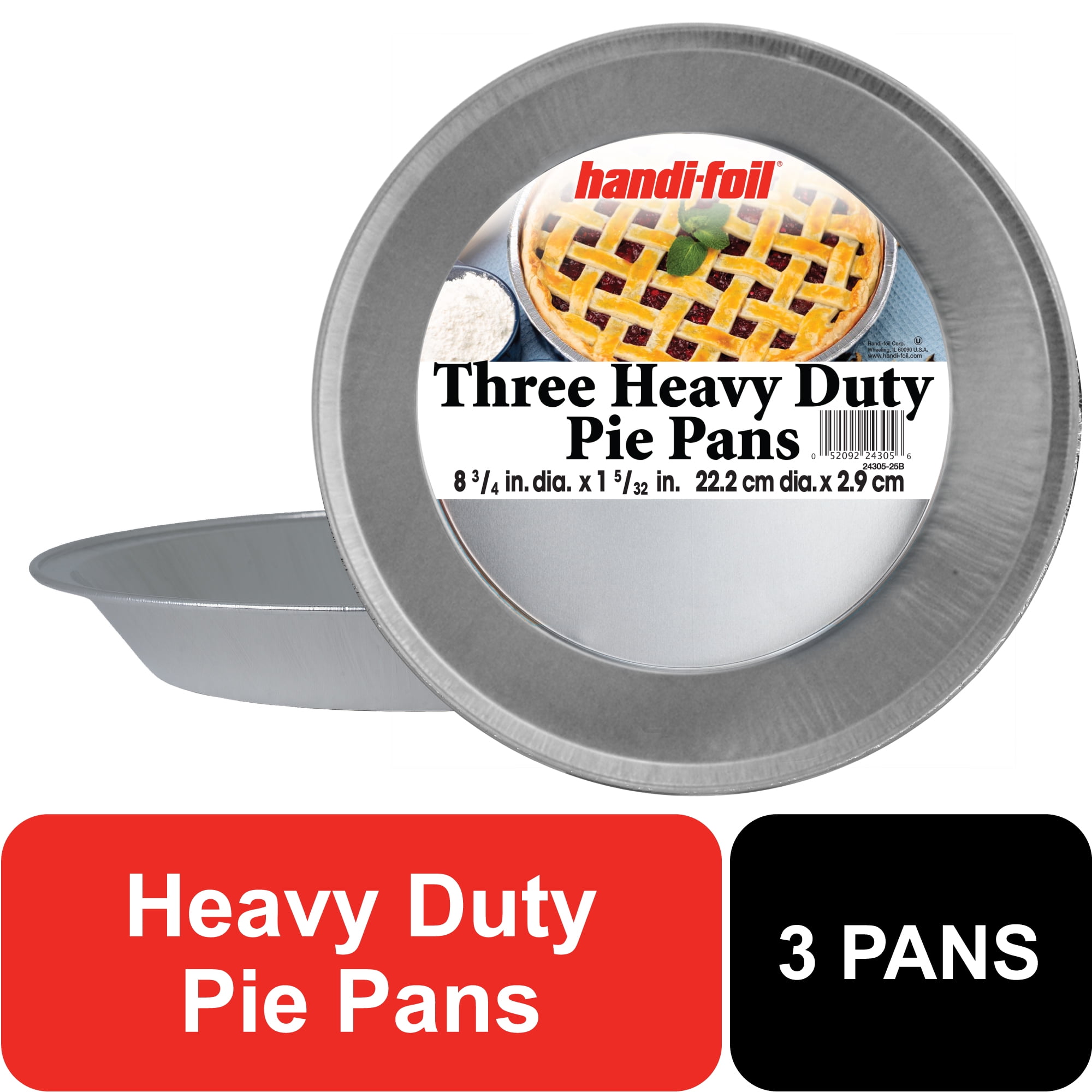 (3 pack) Handi-Foil Heavy Duty Aluminum Pie Pan, 3 Count, 9"