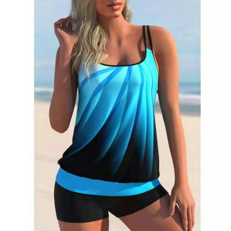 Plus Size Tankini Swimsuits for Women with Shorts Strappy Bathing Suits Two Piece Swimwear