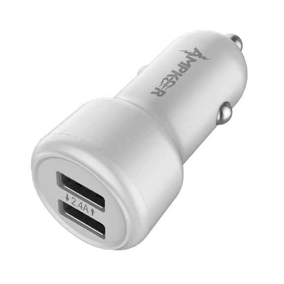 Ampker Car Charger for Orbic Maui - 12W/2.4A Fast Charging Dual USB Ports Auto Power Adapter - White