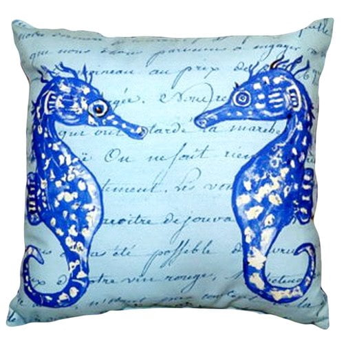 Blue Sea Horses No Cord Pillow 18x18