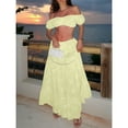 thumbnail image 6 of Women's 2-Piece Boho Outfit – Summer Off-Shoulder Crop Top  High-Waist Flowy Maxi Skirt Set for Beach  Vacation, 6 of 6
