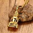 thumbnail image 6 of 18K Gold Plated Buddha Statue Pendant Men's Stainless Steel Religious Necklace, 6 of 6