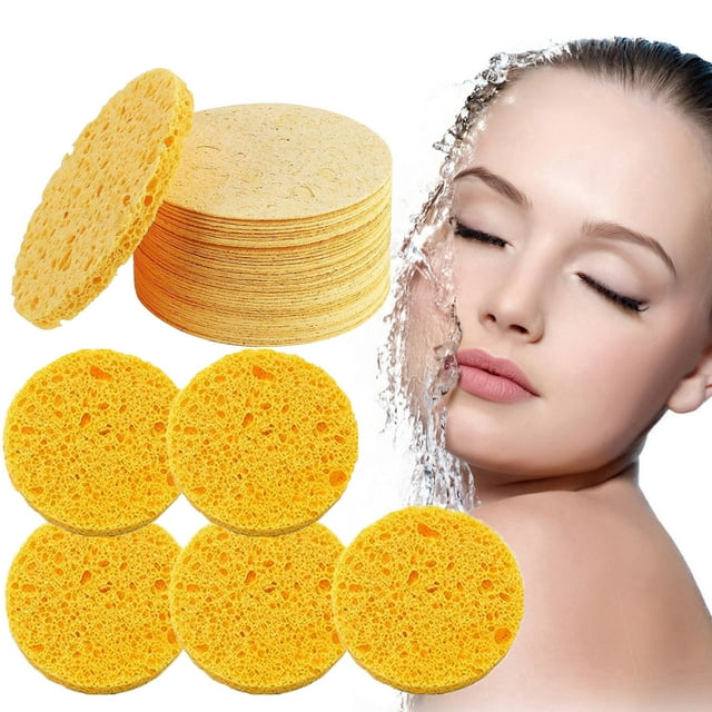 Xihbxyly Discos Faciales de Cúrcuma, Esponja Exfoliante Limpiadora Natural, Limpieza Profunda E Iluminadora, Eliminación Suave de Piel Muerta, Cuidado Facial Diario, Apto para Todo Tipo de Piel, Set