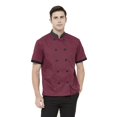 thumbnail image 3 of TOPTIE Short Sleeve Chef Coat Jacket Red Lightweight Button Chef Uniform, 3 of 9