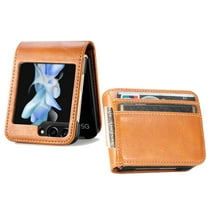 for Samsung Galaxy Z Flip 7 Wallet Case with Card Slots, Premium PU Leather Business Style Shockproof Cover Slim Fit for Women Men Protective Phone Case for Samsung Galaxy Z Flip 7, Yellow