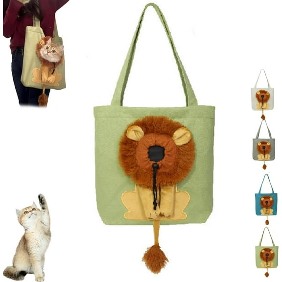 Lion Shaped Dog Bag, Lion Shaped Dog Carrying Bag, Pet Canvas Shoulder Carrying Bag, Portable Pet Canvas Shoulder Bag, Outdoor Travel Handbag for Cats and Small Dogs