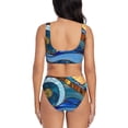 thumbnail image 3 of Honeii Stained Glass Ocean Wave Print Women’s Bikini Set,Two Piece Swimsuit Bathing Suits,Stylish High Elasticity Swimwear for Beach and Pool, 3 of 7