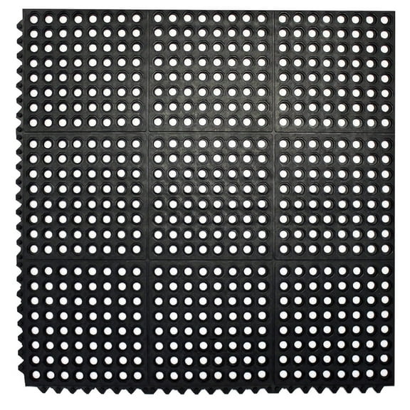 Envelor Interlocking Rubber Floor Mat Restaurant Kitchen Mat for Floor Anti Fatigue Bar Mat Door Mat Non-Slip Mat Indoor Outdoor Shower Pool Drainage Mat Durable Garage Flooring 36 x 36 Inch