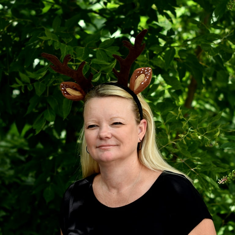 TreasureGurus Doe Antler Holiday Costume Accessories Headband with Deer Horns