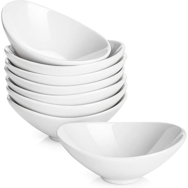 DOWAN Ceramic Dip Bowls Set, 3 Oz Porcelain White Dipping Sauce Bowls