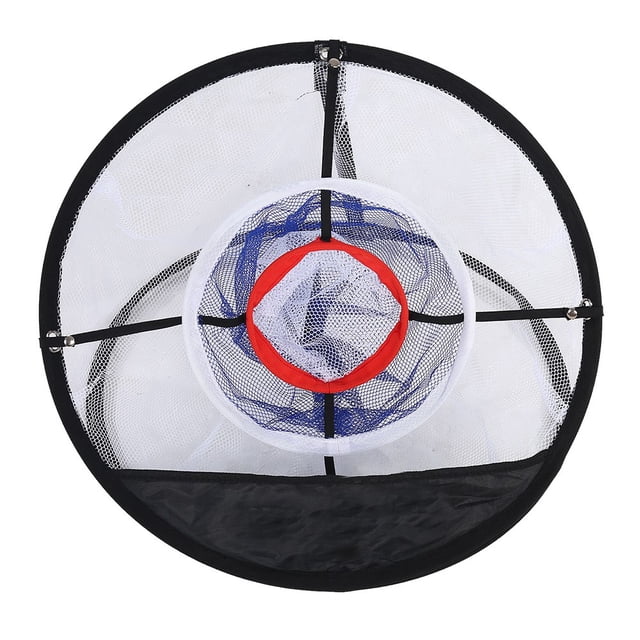 HURRISE Black Nylon Mesh Folding Golf Chipping Net Balls Collector Bracket Bag Training Accessory,Golf Ball Net