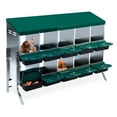 thumbnail image 1 of 10-Compartment Metal Chicken Nesting Box – Roll Away Design, Wall Mountable, Easy Clean Pull-Out Roosting Trays, Includes Green Bracket Legs, Perfect for Chicken Coops and Hen Houses, 1 of 7