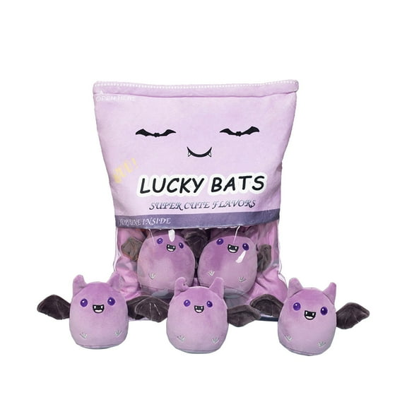 Wizlet Lucky Bat Plush Toy, Removable Stuffed Animal Plush Dolls, Soft Cute Plush Pillow Home Decoration Gift for Kids Girls' Birthday Christmas Halloween (5pcs a Bag, Purple)
