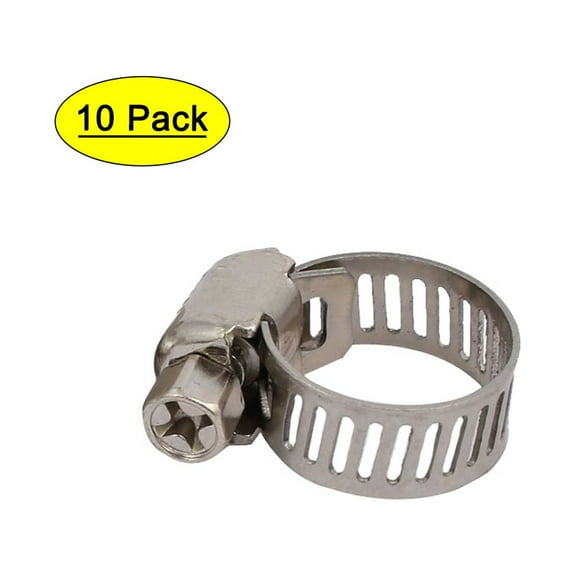 6-12mm Stainless Steel Adjustable Worm Gear Hose Clamps Silver Tone 10pcs