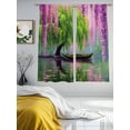 thumbnail image 4 of Purple Vine Flowers Sheer Curtains 63 Inches Length 2 Panels Set, Window Sheer Curtains for Living Room/Bedroom, Spring Tree Lake Boat Retro Oil Painting Light Filter Rod Pocket Curtain 52''x63''x2, 4 of 8