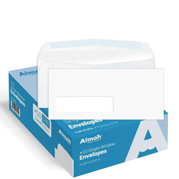 2500 #10 Single Left Window Envelopes, Gummed Closure - 2500 Count (35410-2500)