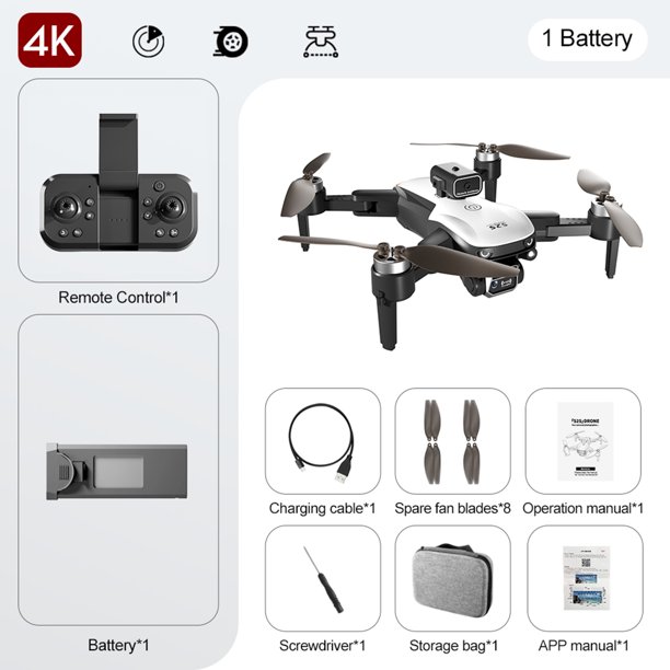 4 ejes Aerocraft flujo óptico Drone Quadcopter UAV para niños niñas (4K 1 batería) Likrtyny libre de BPA