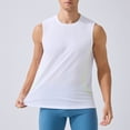thumbnail image 2 of Men's Quick Dry Tech Stretch Active Sleeveless Crewneck Tank Top Workout Shirt Size 2XL White, 2 of 5
