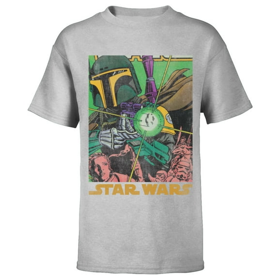 Star Wars Boba Fett Vintage Comic Book - Short Sleeve T-Shirt for Kids - Customized-Athletic Heather