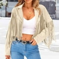 thumbnail image 2 of Juebong Women Vintage Faux Suede Tassel Cropped Jacket Long Sleeve Fringe Coat Hippie Motorcycle Biker Jacket Tops, 2 of 4