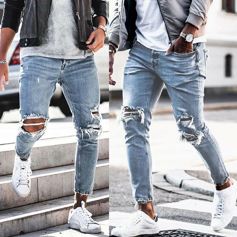 OLRIK Mens jeans new style ripped trousers fashion Algeria