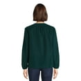 thumbnail image 3 of Time and Tru Women's Puff Sleeve Corduroy Top, Sizes XS-XXXL, 3 of 5