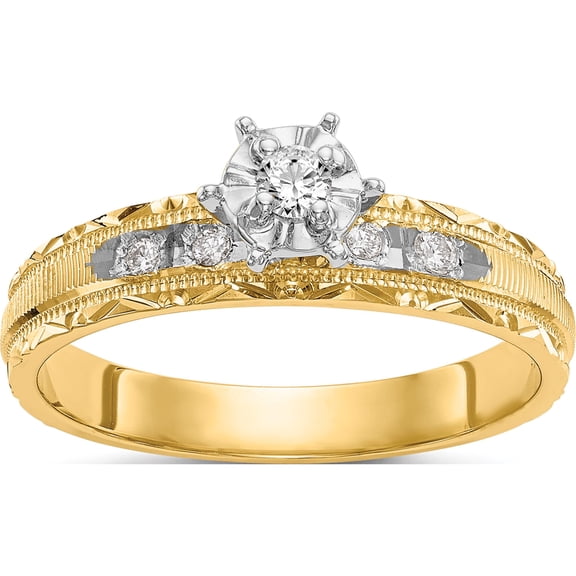 14K Yellow Gold Aa Quality Trio Complete Engagement Ring (Size 6) Made In United States x8304aa-e