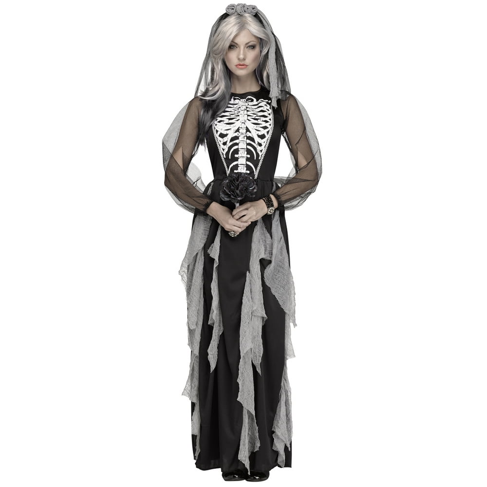 Skeleton Bride Adult Womens Corpse Bride Halloween Costume Gown-M/L - Walmart.com - Walmart.com