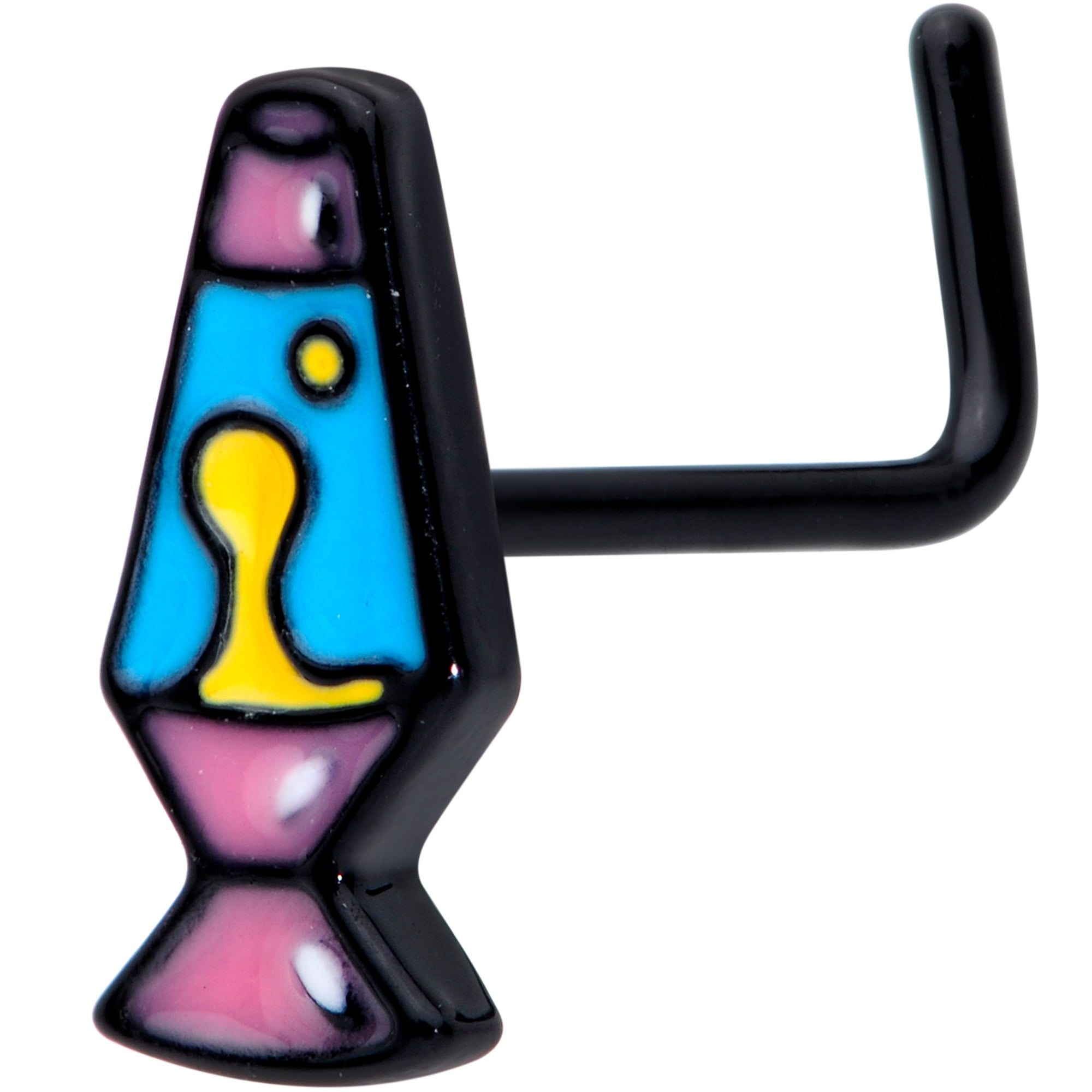 Body Candy Women 20G Black PVD Steel L Shaped Nose Ring Retro Lava Lamp Nose Stud Body Piercing Jewelry 1/4'