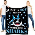 thumbnail image 3 of COW BLANKET Custom Just A Boy Who Loves Sharks Blankets Gifts for Kids Adult On Bed Sofa,Personalized Premium Flannel Blankets for Birthday Christmas Thanksgiving All Season Use 40''''x 50'''' -S, 3 of 6