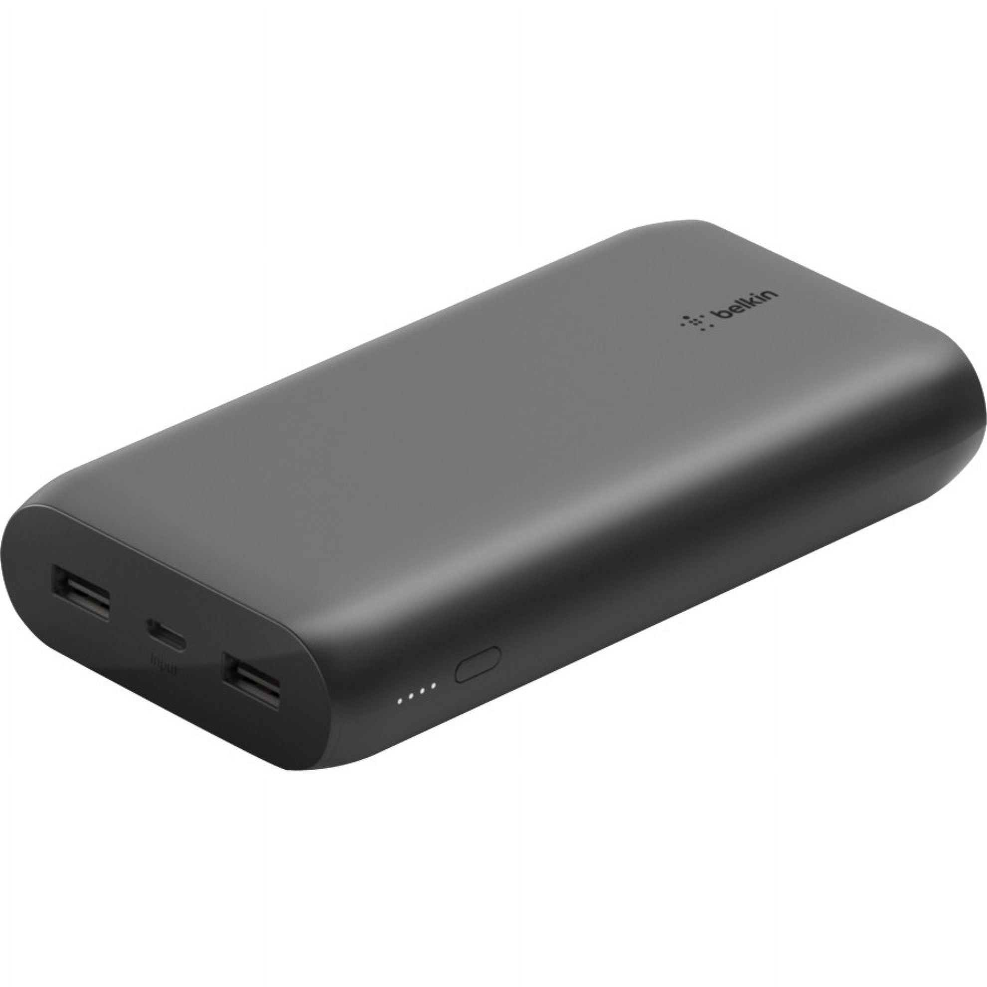 Belkin Portable Power Bank Charger 20K (Portable Charger Battery Pack w/Dual USB Ports, 20000mAh Capacity) for iPhone, iPad, AirPods and More, Black (BPB003btBK)