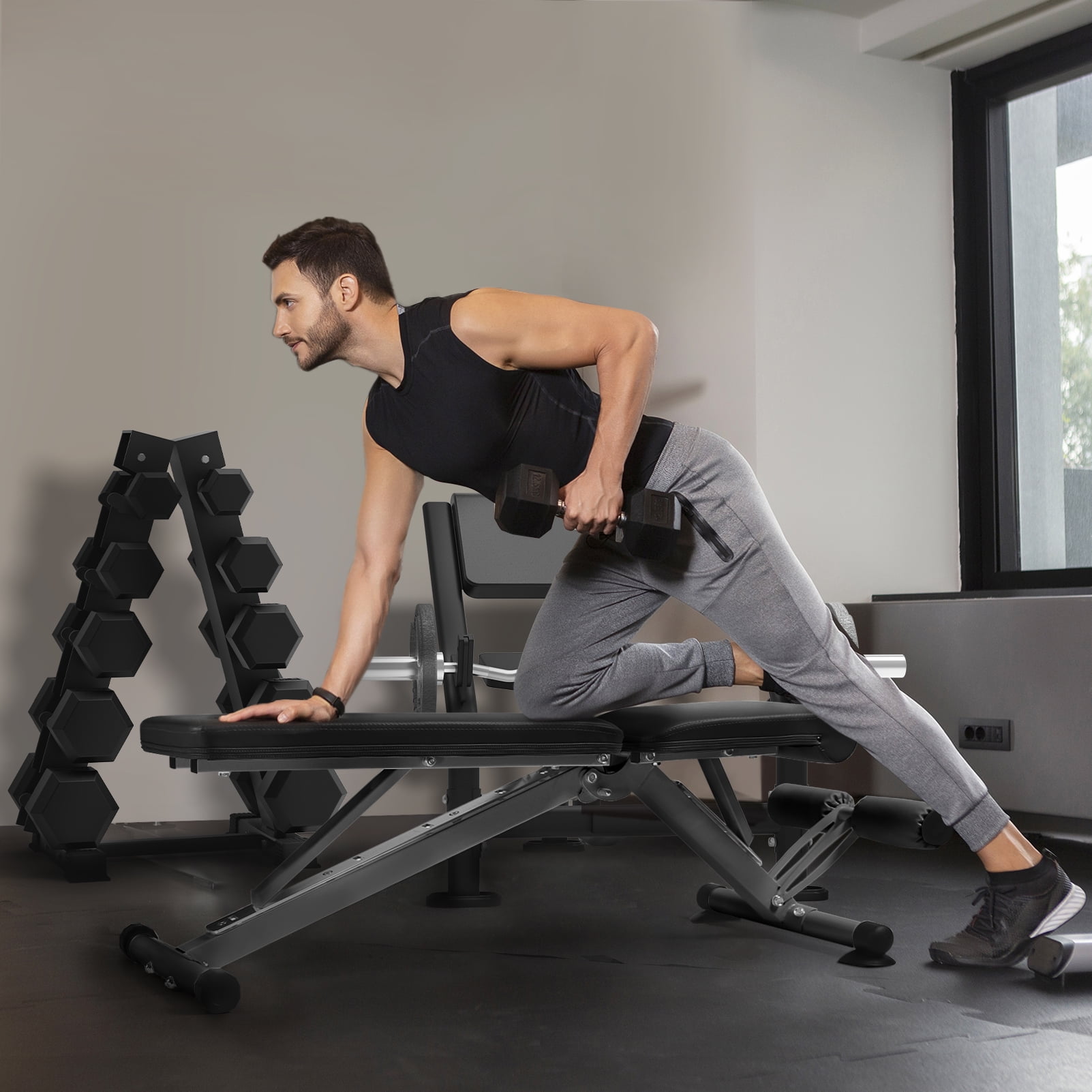 RitFit Adjustable Foldable Utility Weight Bench for Home Gym Dumbbell Exercise Weightlifting Multifunctional Safe Walmart