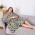 thumbnail image 5 of Oversized Wearable Blanket Hoodie,Black and Tan Leopard Print Sherpa Blanket Hoodie with Super Pockets,Super Warm Fuzzy Pullover for Women & Men, 5 of 6