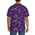 thumbnail image 3 of Fuzoiu Bright Purple Butterflies Print Men's Casual Short,Men's Short Sleeve Shirt,Mens Casual Button Down Shirts,Cuban Collar Summer Shirt for Beach, Vacation, and Outdoor Activities-X-Large, 3 of 5
