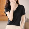 thumbnail image 4 of Timegard Tops for Women Summer V Neck Comfy Solid Color Loose Tee Casual Short Sleeve Shirts Blouse, 4 of 6