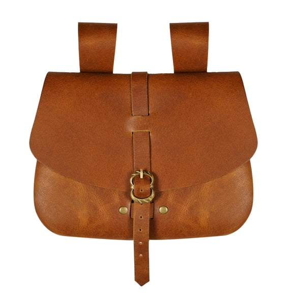Mythrojan Medieval Belt Pouch Renaissance Cosplay Costume Accessories Handmade Genuine Leather Waist Bag Viking Warrior Knight Coin Pouch for Fantasy Events Renfair LARP  - Brown
