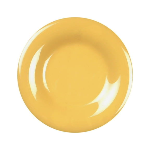 Excellante Color Yellow Melamine Dinnerware Collection 10.5 Inch Wide Rim Round Plate, Comes in Dozen
