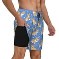 thumbnail image 3 of Haiem Kawaii Corgi Mens Swim Trunks with Compression Liner 2 in 1 Swimming Shorts Stretch Swimwear Quick Dry,Board Shorts-Large, 3 of 9
