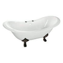 Aqua Eden VCT7DS6130NC5 61" Cast Iron Oval Double Slipper Clawfoot Tub (7" Faucet Drillings), White/Oil Rubbed Bronze