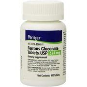 Ferrous Gluconate Tablets, 324 mg, Green, 100 Count