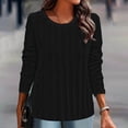 thumbnail image 3 of Scyoekwg Dressy Tops for Women Basic Tops Comfy Solid Color Cute Tops Crew Neck Temperament Elegant Tops Casual Blouses Long Sleeve Loose Blouses (Black,S), 3 of 6