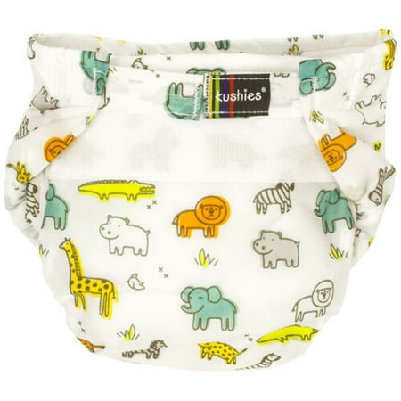 Kushies Ultra-Lite All-in-One Form-Fitted Washable Cloth Diapers (White Safari,