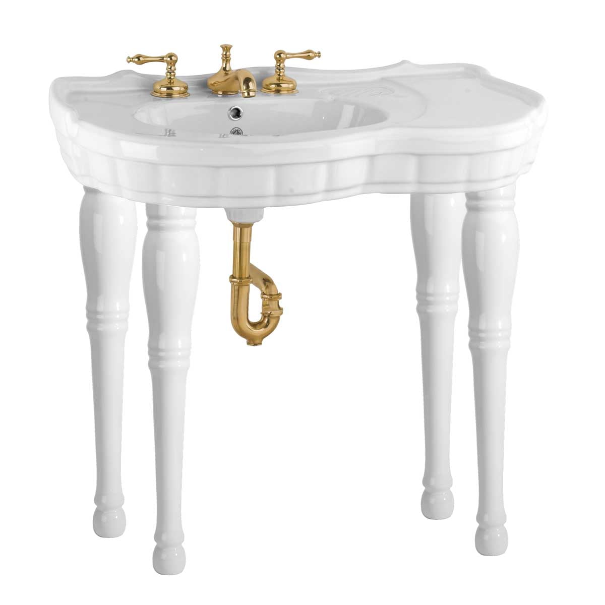 Belle Wall Mount Console Sink White 35.4 Inches Wide Bathroom Sink