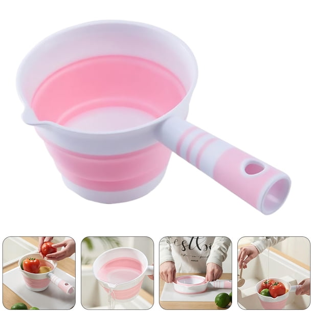 unbranded 1Ud Cucharón Plegable De Plástico Rosa Para Cocina Con Mango Resistente Y Fácil De Guardar