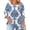 Blue, variant on Plus Size Women Blouses 3/4 Length Sleeve Tops Crewneck Pleated Casual Tees Shirts