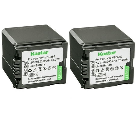 Kastar 2-Pack VW-VBG260 Battery Replacement for Panasonic AG-HMR10  AG-HMR10E  AG-HMR10P  AG-HSC1U  HDC-DX1  HDC-DX1EG-S  HDC-DX1GK  HDC-DX1P  HDC-DX1-S  HDC-DX3  HDC-HS9  HDC-HS9EG-S Camera