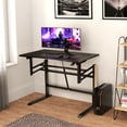 thumbnail image 4 of Gymax Pneumatic Height Adjustable Gaming Desk T Shaped Game Station w/Power Strip Tray, 4 of 10
