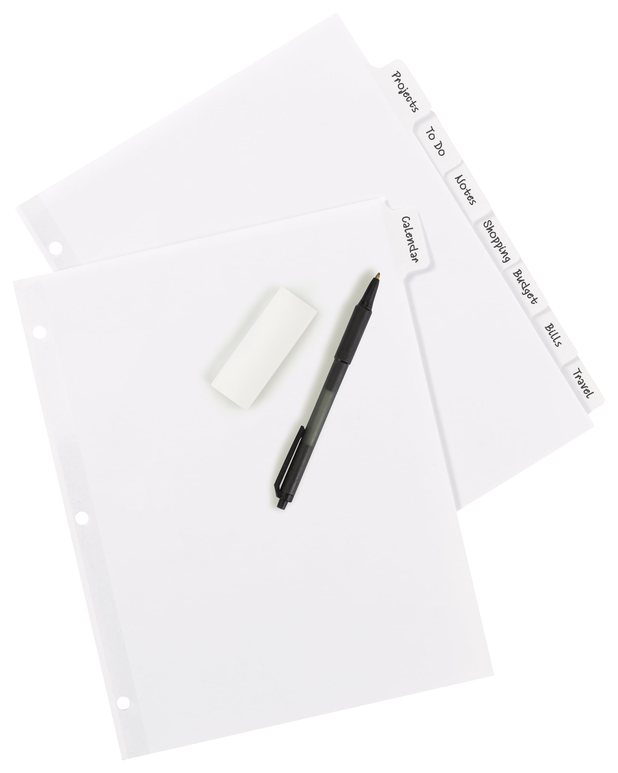 Avery Write & Erase Divider, 8-Tab, Paper, White Body, White Big Tabs, Handwrite, 1 Set