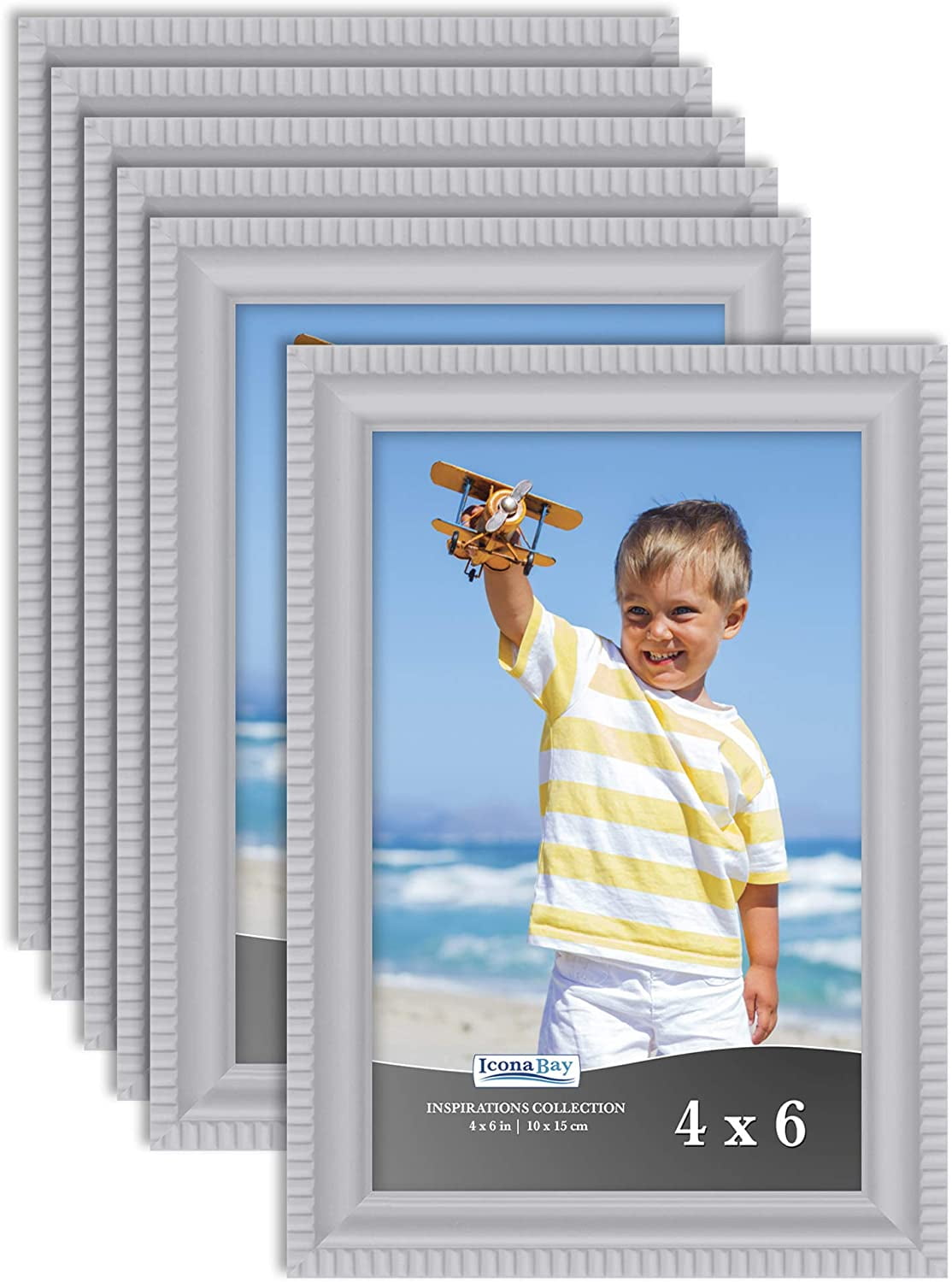 4x6 (10x15 cm) Picture Frames (Gray, 6 Pack), Beautifully Detailed